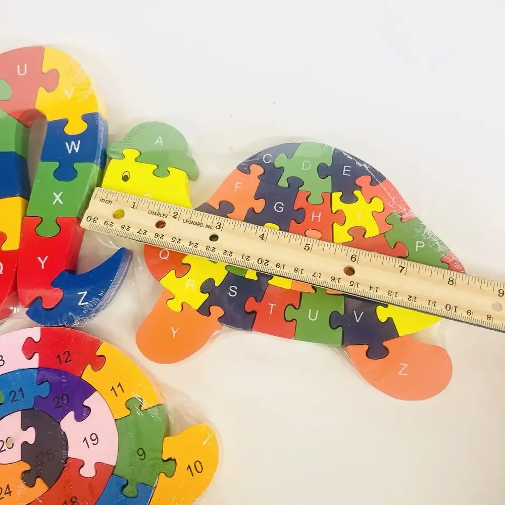 3 Alphabet &‎ Number Jigsaw Puzzle Animal Wooden Puzzle Snake Snail Turtle